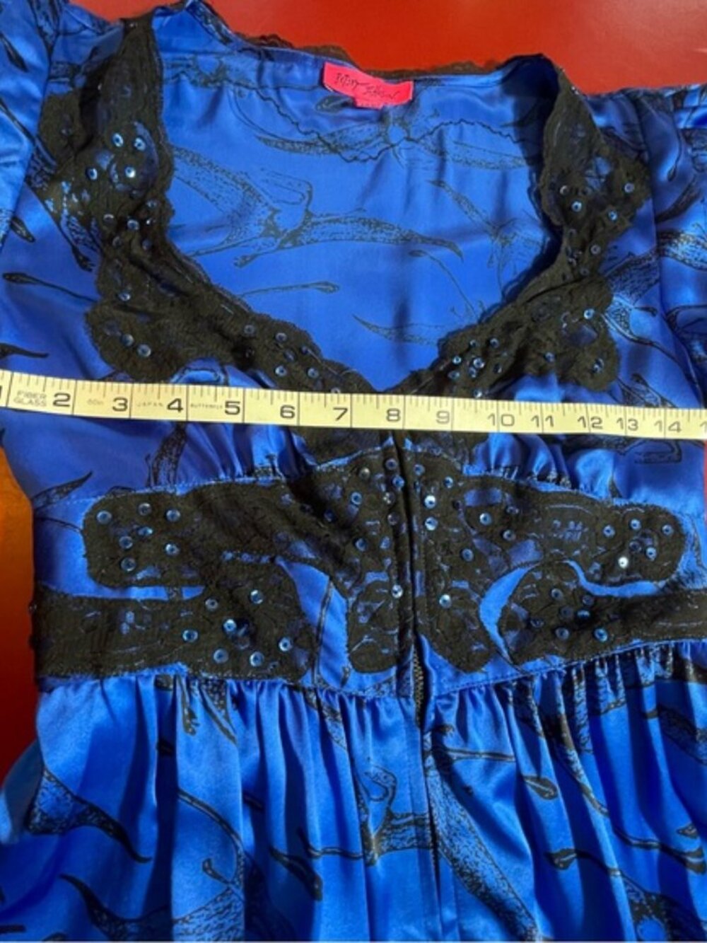 Vintage Betsey Johnson Pterodactyl Dinosaur Dress Cobalt Woman’s Size 4 (S) - Picture 8 of 10